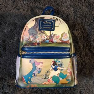 Loungefly Snow White & The Seven Dwarfs Mini Backpack Purse  Blue  New With Tags